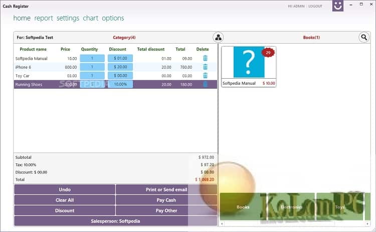 Cash Register Pro settings