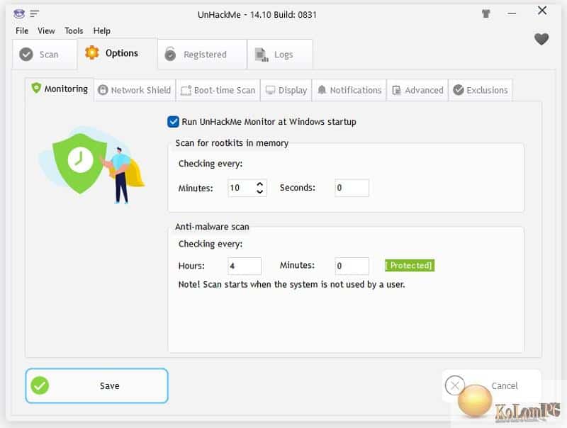 UnHackMe settings