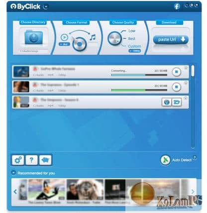 By Click Downloader settings