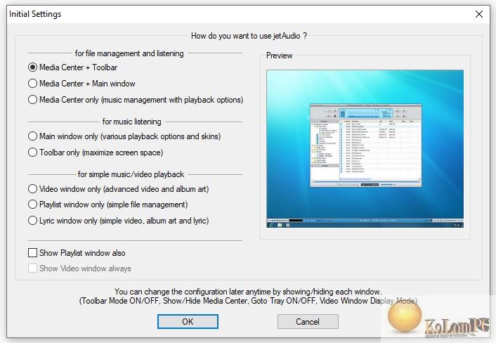 JetAudio start screen